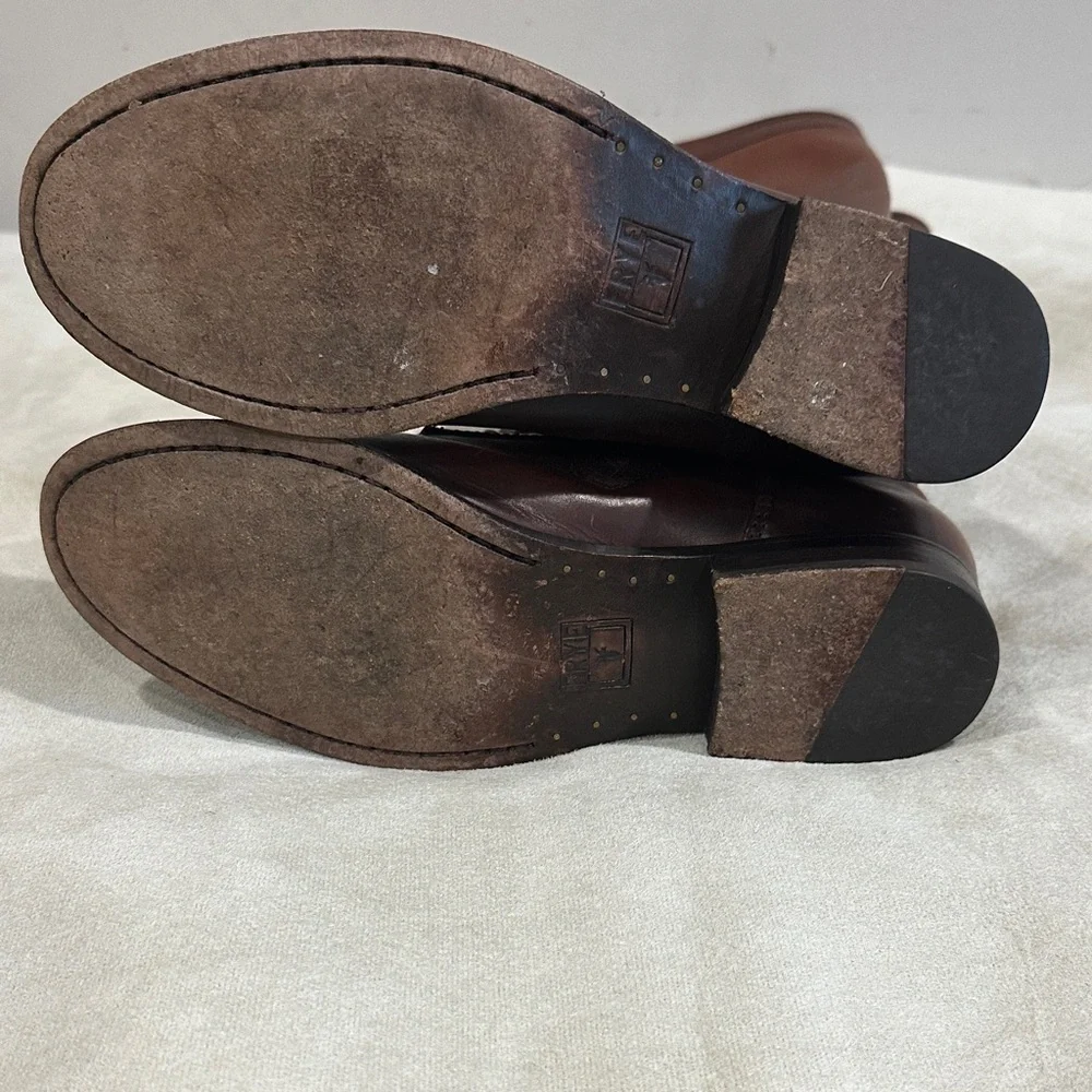 Frye Brown Leather Melissa  Lace up zip women’s